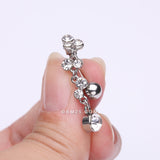 Detail View 3 of Cascading Sparkle Bauble Chandelier Reverse Belly Button Ring-Clear Gem
