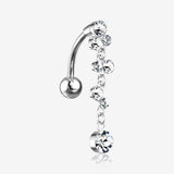 Cascading Sparkle Bauble Chandelier Reverse Belly Button Ring-Clear Gem