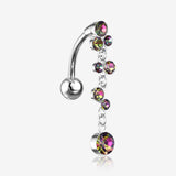 Cascading Sparkle Bauble Chandelier Reverse Belly Button Ring-Vitrail Medium