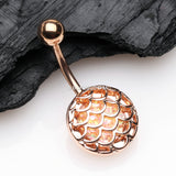 Detail View 2 of Rose Gold Mermaid Scale Opalescent Sparkle Encased Belly Button Ring