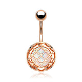 Rose Gold Mermaid Scale Opalescent Sparkle Encased Belly Button Ring
