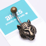 Detail View 3 of Golden Antique Tiger Belly Button Ring