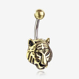 Golden Antique Tiger Belly Button Ring