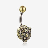 Golden Antique Lion Belly Button Ring