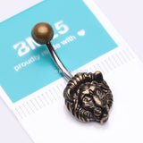 Detail View 3 of Golden Antique Lion Belly Button Ring