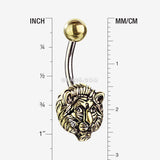 Detail View 1 of Golden Antique Lion Belly Button Ring