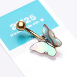Detail View 3 of Golden Abalone Natural Shell Butterfly Belly Button Ring
