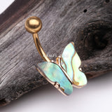 Detail View 2 of Golden Abalone Natural Shell Butterfly Belly Button Ring