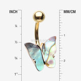 Detail View 1 of Golden Abalone Natural Shell Butterfly Belly Button Ring
