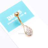 Detail View 4 of Golden Essence Sparkle Dew Droplet Belly Button Ring-Clear Gem