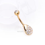 Detail View 2 of Golden Essence Sparkle Dew Droplet Belly Button Ring-Clear Gem