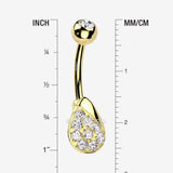 Detail View 1 of Golden Essence Sparkle Dew Droplet Belly Button Ring-Clear Gem