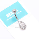 Detail View 4 of Essence Sparkle Dew Droplet Belly Button Ring-Clear Gem