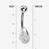 Detail View 1 of Essence Sparkle Dew Droplet Belly Button Ring-Clear Gem