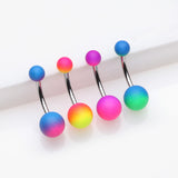 4 Pcs of Duo Tone Rubber Coated Steel Belly Ring Package