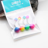 Detail View 1 of 4 Pcs Pack of Duo Tone Rubber Coated Steel Belly Ring Package