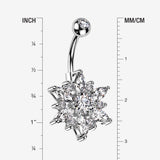 Detail View 1 of Brilliant Marquise Petal Flower Sparkle Belly Button Ring-Clear Gem