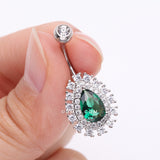 Detail View 3 of Brilliant Teardrop Grand Sparkle Belly Button Ring-Clear Gem/Emerald