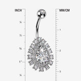 Detail View 1 of Brilliant Teardrop Grand Sparkle Belly Button Ring-Clear Gem