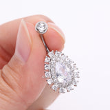 Detail View 3 of Brilliant Teardrop Grand Sparkle Belly Button Ring-Clear Gem