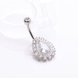 Detail View 2 of Brilliant Teardrop Grand Sparkle Belly Button Ring-Clear Gem