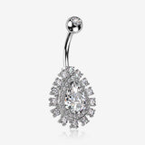 Brilliant Teardrop Grand Sparkle Belly Button Ring-Clear Gem