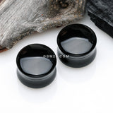 Detail View 1 of A Pair of Concave Glass Double Flared Plug-Black