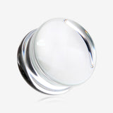 A Pair of Concave Glass Double Flared Plug-Clear Gem