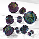 Detail View 2 of A Pair of Black Galaxy Milky Way Glass Double Flared Plug