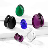 Detail View 2 of A Pair of Teardrop Glass Double Flared Plug-Green