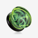 A Pair of Deco Neon Art Swirlesque Glass Double Flared Plug