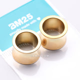 Detail View 3 of A Pair of Golden Solid Steel Double Flared Ear Gauge Tunnel Plug