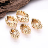 Detail View 2 of A Pair of Golden Majestic Filigree Teardrop Double Flared Tunnel Plug
