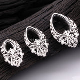 Detail View 3 of A Pair of Majestic Filigree Teardrop Double Flared Tunnel Plug