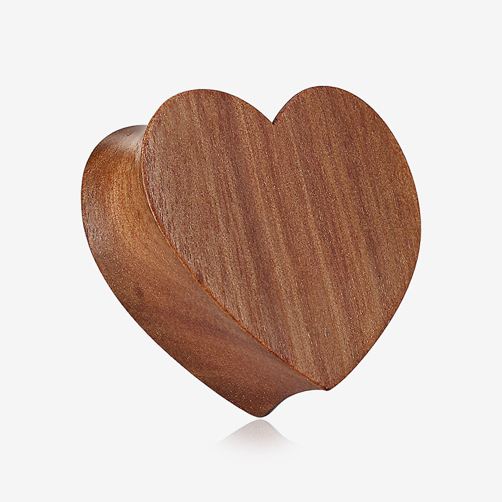 A Pair of Adorable Heart Red Cherry Wood Double Flared Plug