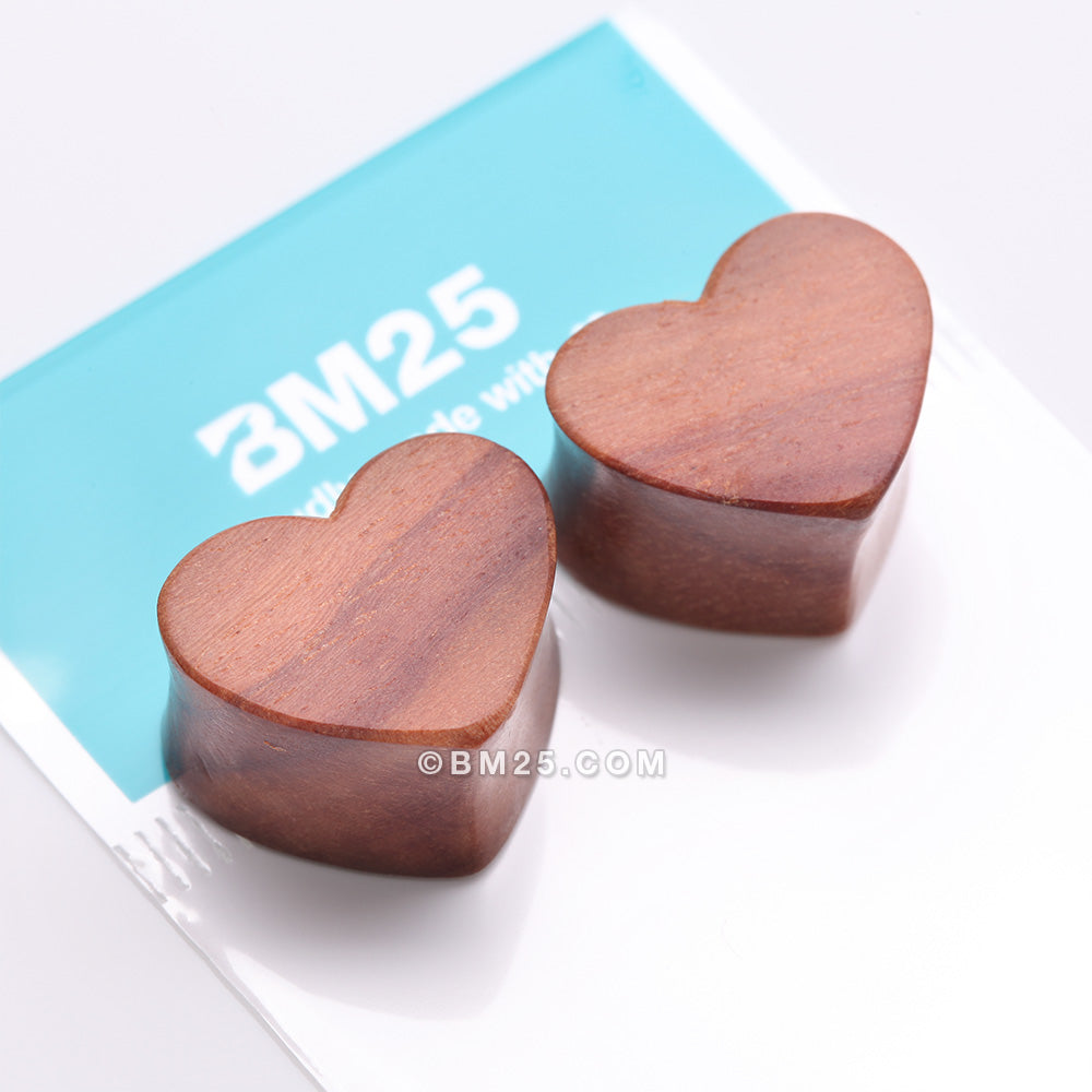 Detail View 3 of A Pair of Adorable Heart Red Cherry Wood Double Flared Plug