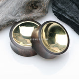 Detail View 1 of A Pair of Golden Double-Sided Bowl Sono Wood Double Flared Plug