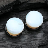 Detail View 1 of A Pair of Opalite Stone Single Flared Plug with O-Ring
