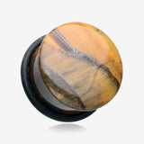A Pair of Tiger Eye Stone Single Flared Plug with O-Ring