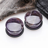 Detail View 1 of A Pair of Amethyst Stone Single Flared Plug with O-Ring