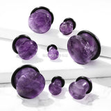 Detail View 2 of A Pair of Amethyst Stone Single Flared Plug with O-Ring