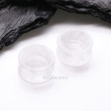 Detail View 1 of A Pair of Cloudy Quartz Stone Double Flared Eyelet Tunnel Plug