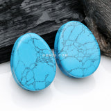 Detail View 1 of A Pair of Turquoise Stone Teardrop Double Flared Plug
