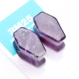 Detail View 3 of A Pair of Amethyst Stone Casket Coffin Double Flared Plug