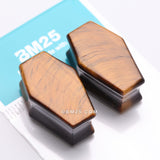 Detail View 3 of A Pair of Tiger Eye Stone Casket Double Flared Plug