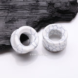 Detail View 1 of A Pair of White Howlite Stone Double Flared Eyelet Tunnel Plug