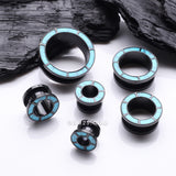 Detail View 2 of A Pair of Blackline Turquoise Rimmed Screw-Fit Tunnel Plug
