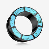 A Pair of Blackline Turquoise Rimmed Screw-Fit Tunnel Plug