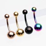 4 Pcs of Assorted Color Steel and Plated Belly Button Ring Package