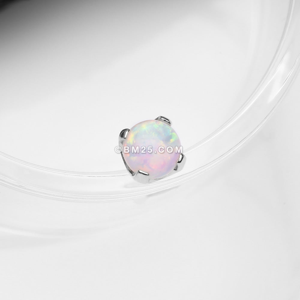 Detail View 1 of 14 Karat White Gold OneFit‚Ñ¢ Threadless Prong Set Fire Opal Top Part-White Opal